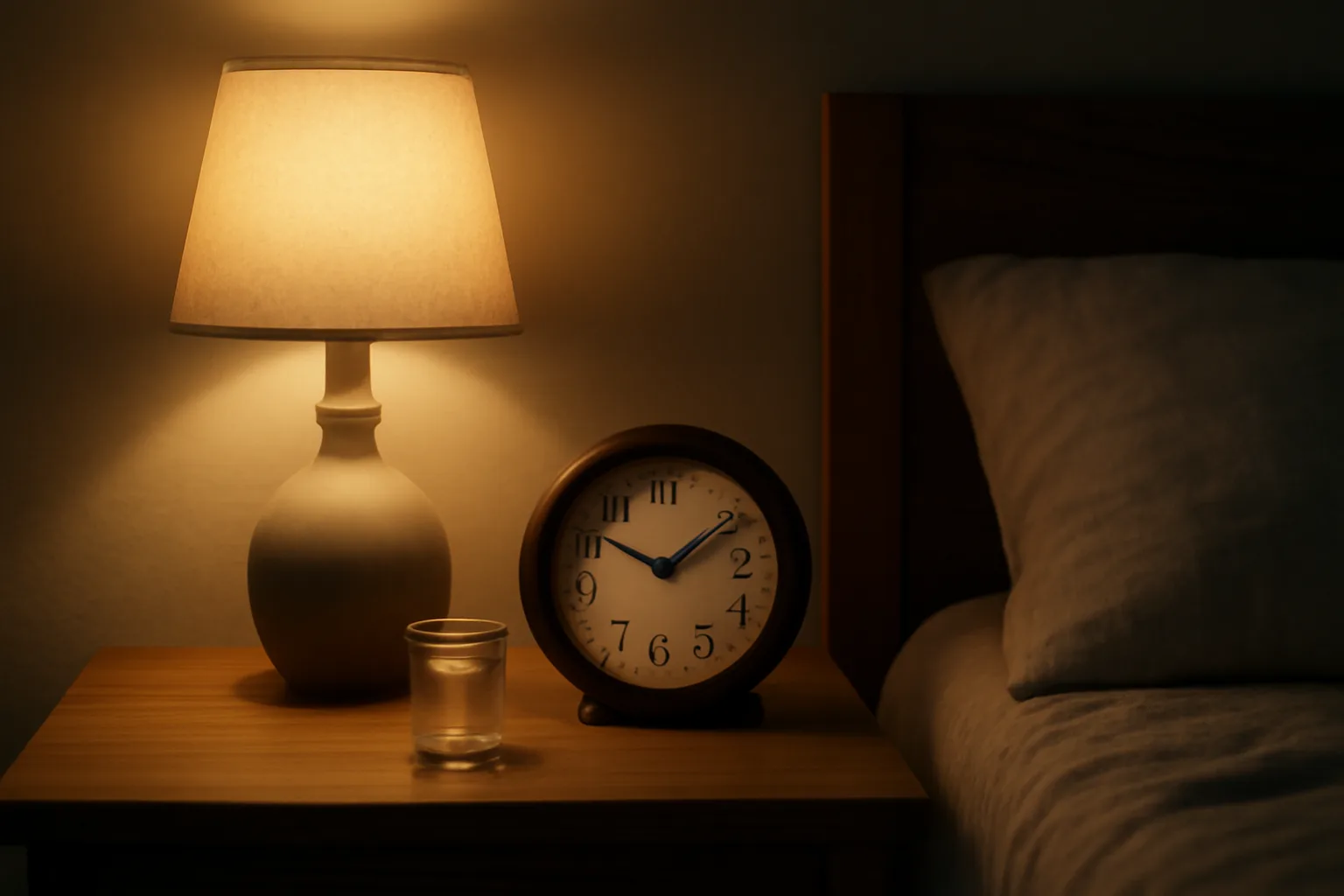 Nightstand scene with clock and jar suggesting timing before scream cream takes effect